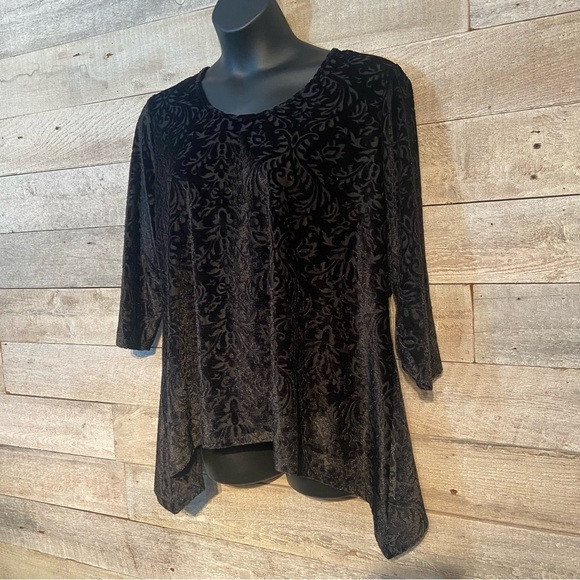 🛍️3/$30 Brochure‎ women’s textured velvet pullover top in size  3X - Picture 2 of 6